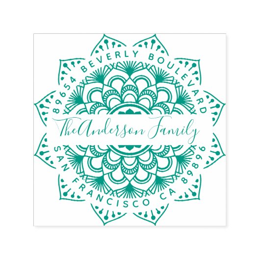 おもしろいグリーンマンダラファミリー名差出人住所 セルフインキングスタンプ (デザイン)