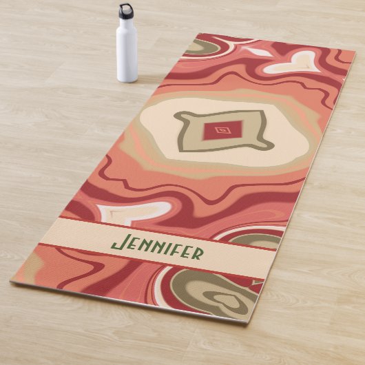 おもしろいグリーンレッド抽象芸術モダントレンディーインスピレーション ヨガマット (インサイチュ)