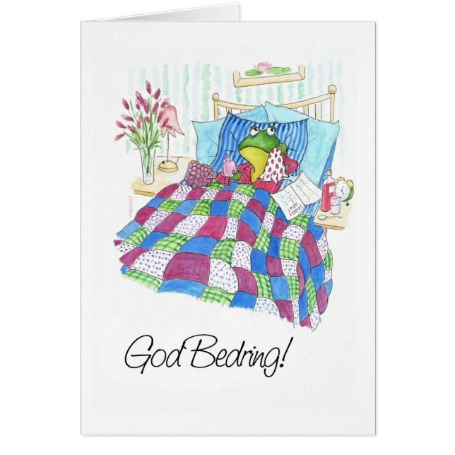 おもしろいグリーン・カエルがデンマーク語の挨拶に上手く行く (正面)