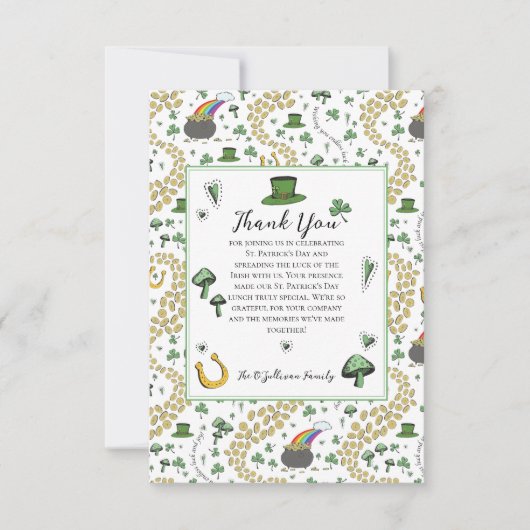 おもしろいグリーンSt patricks dayアイルランド恵みランチ サンキューカード (正面)