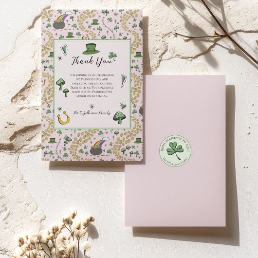 おもしろいグリーンSt patricks dayアイルランド恵みランチ サンキューカード