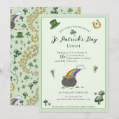 おもしろいグリーンSt patricks dayアイルランド恵みランチ 招待状 (正面/裏面)