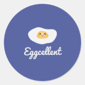 おもしろいグルメかわいい卵の卵のユーモアのあるフードパン ラウンドシール (正面)