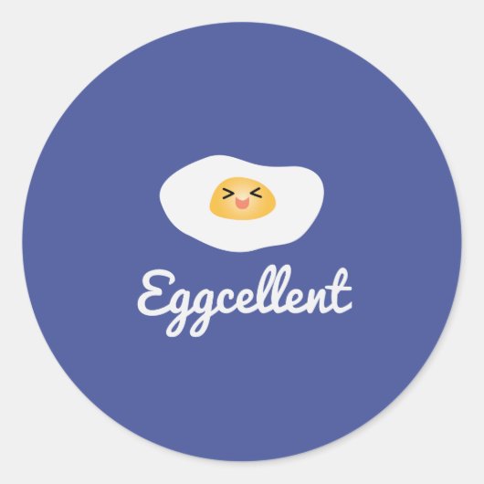 おもしろいグルメかわいい卵の卵のユーモアのあるフードパン ラウンドシール (正面)