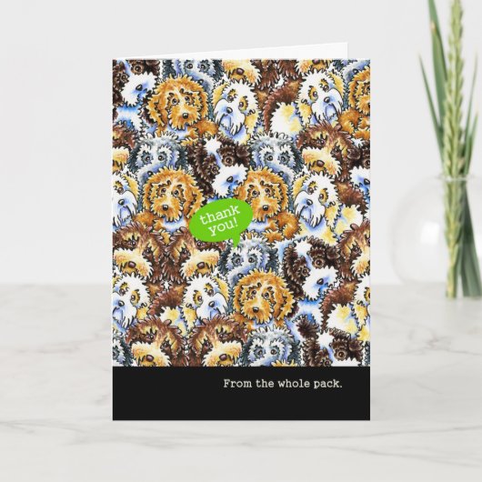 おもしろいグループのCockapoo犬からのありがとう サンキューカード (正面)