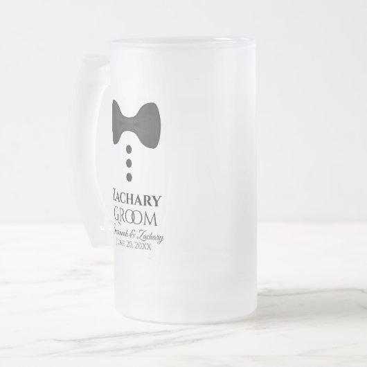 おもしろいグルームブラックタイタキシードフロストビールマグ フロストグラスビールジョッキ (正面左)