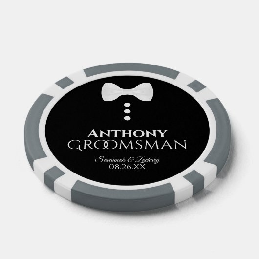 おもしろいグロムスマン結婚式の引き出物ホワイトボウタイタキシード ポーカーチップ (シングル)
