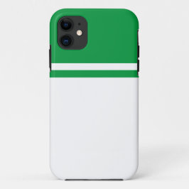 おもしろいケリーグリーントップエッジレーシングストライプズオンホワイト iPhone 11 ケース
