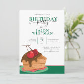 おもしろいケーキさくらんぼ付きトップバースデーパーティー 招待状 (スタンド正面)