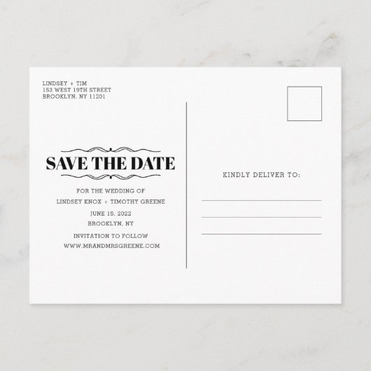 . .おもしろいケーキの無料ウエディングで日付を節約 案内ポストカード (裏面)