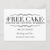 . .おもしろいケーキの無料ウエディングで日付を節約 案内ポストカード (正面)
