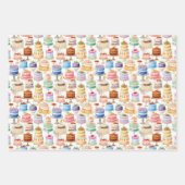 おもしろいケーキパーティータイル模様 ラッピングペーパーシート (正面2)