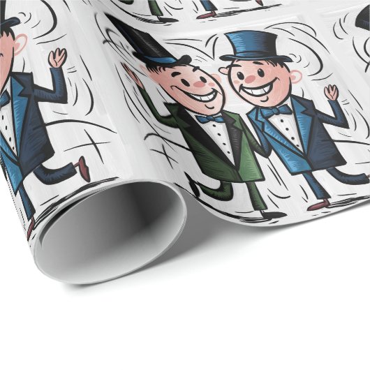 おもしろいゲイの結婚新郎と新郎のステックフィギュア ラッピングペーパー (ロールコーナー)