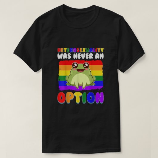 おもしろいゲイカエルLGBTフラッグレインボープライドカエルかわいい Tシャツ (デザイン正面)