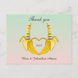 おもしろいゲイバナナハート結婚ズサンキュー ポストカード