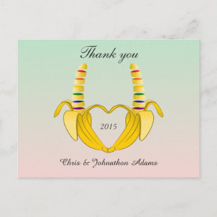 おもしろいゲイバナナハート結婚ズサンキュー ポストカード