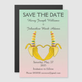 おもしろいゲイバナナハート結婚式日付を保存 マグネット招待状 (正面/裏面)