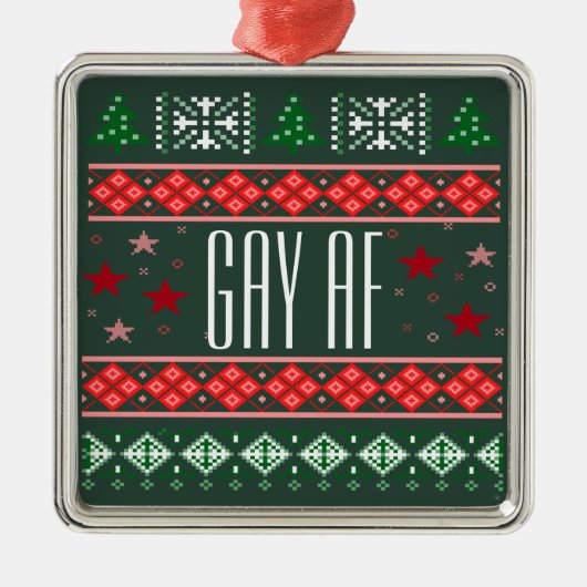 おもしろいゲイAFクリスマスLGBTQ+ メタルオーナメント (正面)
