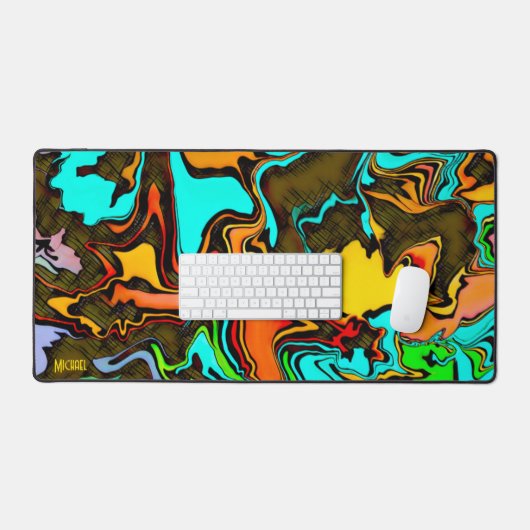おもしろいゲーマーモダン抽象芸術動揺してカラフル デスクマット (キーボード&マウス)