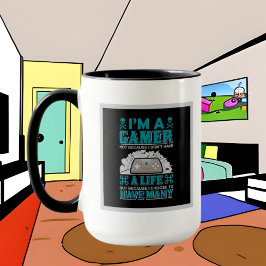 おもしろいゲーマー追加モノグラムワードアート マグカップ