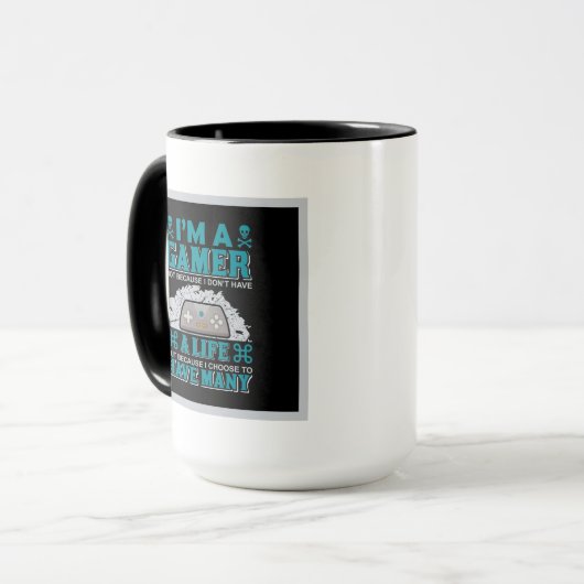 おもしろいゲーマー追加モノグラムワードアート マグカップ (正面左)