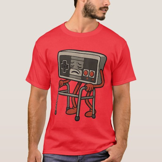 おもしろいゲーマー ゲーム レトロ 80年代 90年代 ビデオゲーム おじさん Tシャツ (正面)