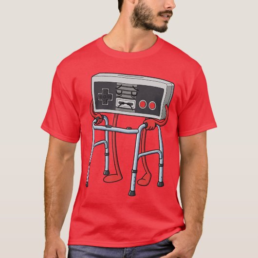 おもしろいゲーマー ゲーム レトロ 80年代 90年代 ビデオゲーム おじさん Tシャツ (正面)