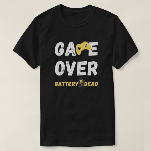 おもしろいゲームオーバーバッテリー枯渇アート Tシャツ (デザイン正面)