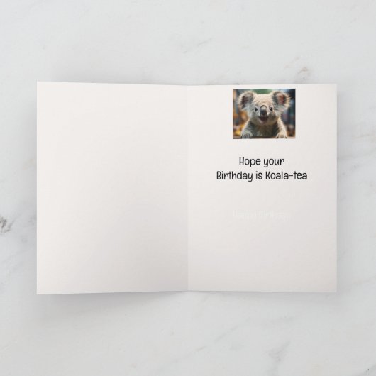 おもしろいコアラベアーコアラ茶誕生日アニマルユーモア カード (内部)