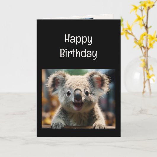 おもしろいコアラベアーコアラ茶誕生日アニマルユーモア カード (黄色い花)