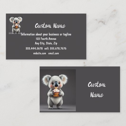 おもしろいコアリティパーティー誕生日ビジネスコアラ 名刺 (正面/裏面)