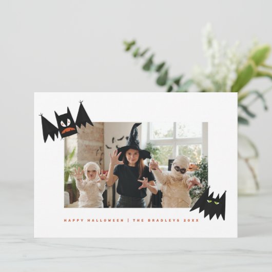 おもしろいコウモリのイラスト ハロウィン シーズンカード (スタンド正面)