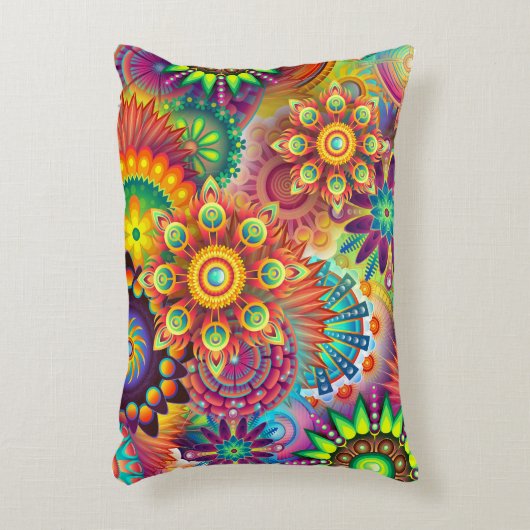 おもしろいコカラフルメイモダンボホフローラ アクセントクッション (正面(垂直))