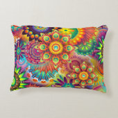 おもしろいコカラフルメイモダンボホフローラ アクセントクッション (裏面)