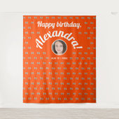 おもしろいコケットオレンジ色の赤い弓パターンの写真の背景 タペストリー (正面)