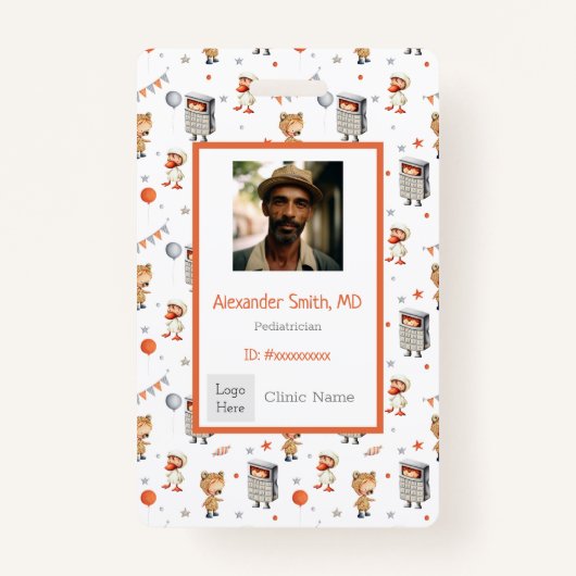 おもしろいコスチュームパターン小児科ID付き子供 バッジ (正面)