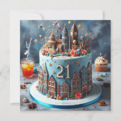 おもしろいコスモポリタン21歳のバースデーケーキ カード (正面)