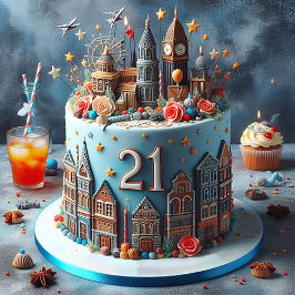おもしろいコスモポリタン21歳のバースデーケーキ カード