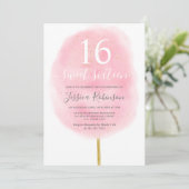 おもしろいコットンキャンディグリッターピンクの水の色の甘い16 招待状 (スタンド正面)