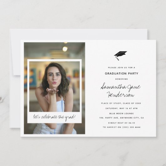 おもしろいコラージュ卒業パーティー 招待状 (正面)