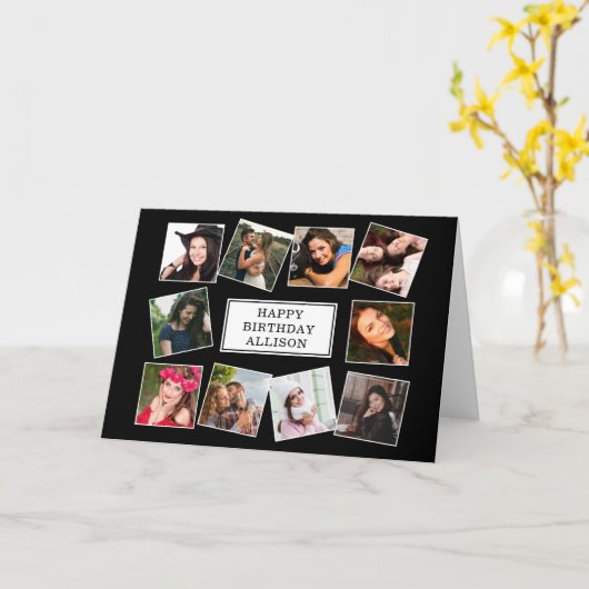 おもしろいコラージュ誕生日 カード (黄色い花)