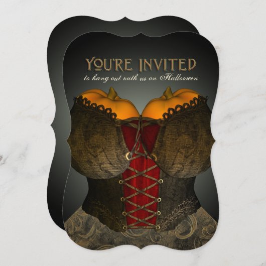 おもしろいコルセットハローウィンパーティ招待状 招待状 (正面/裏面)
