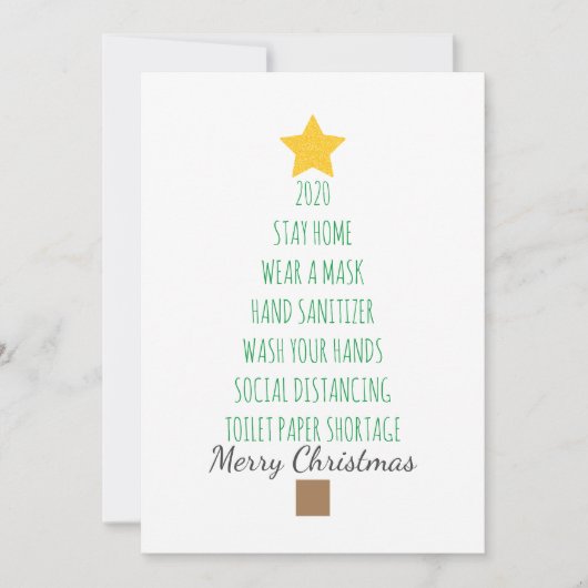 おもしろいコロナウイルス2020メリークリスマスツリー シーズンカード (正面)