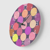 おもしろいコンテンポラリーカラフル水玉模様アートパターン ラージ壁時計 (傾斜)