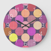 おもしろいコンテンポラリーカラフル水玉模様アートパターン ラージ壁時計 (正面)
