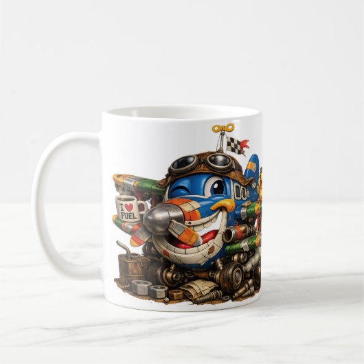 おもしろいコーキーの飛行機 コーヒーマグカップ (左)