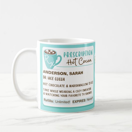 おもしろいコージーシーズン処方箋ホットココアコーヒーマグ コーヒーマグカップ (左)