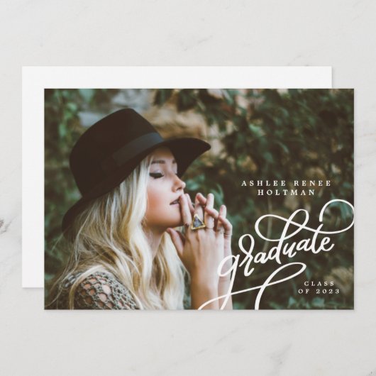 おもしろいコーナースクリプトの卒業発表 招待状 (正面/裏面)