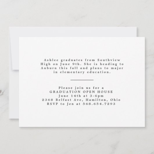 おもしろいコーナースクリプトの卒業発表 招待状 (裏面)