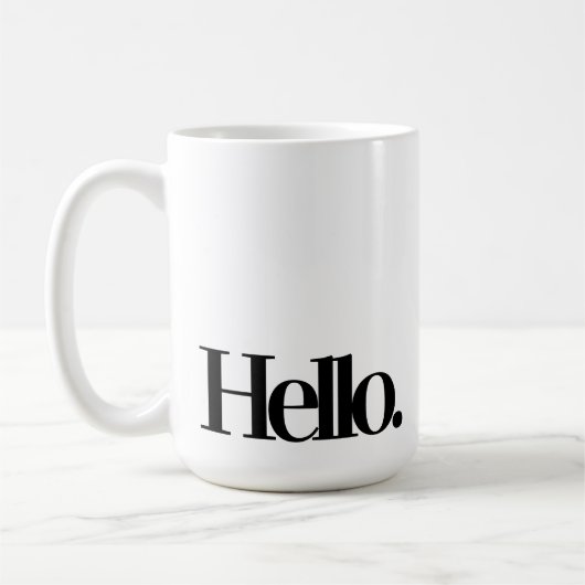 おもしろいコーヒーマグ – こんにちは – 引用文 コーヒーマグカップ (左)